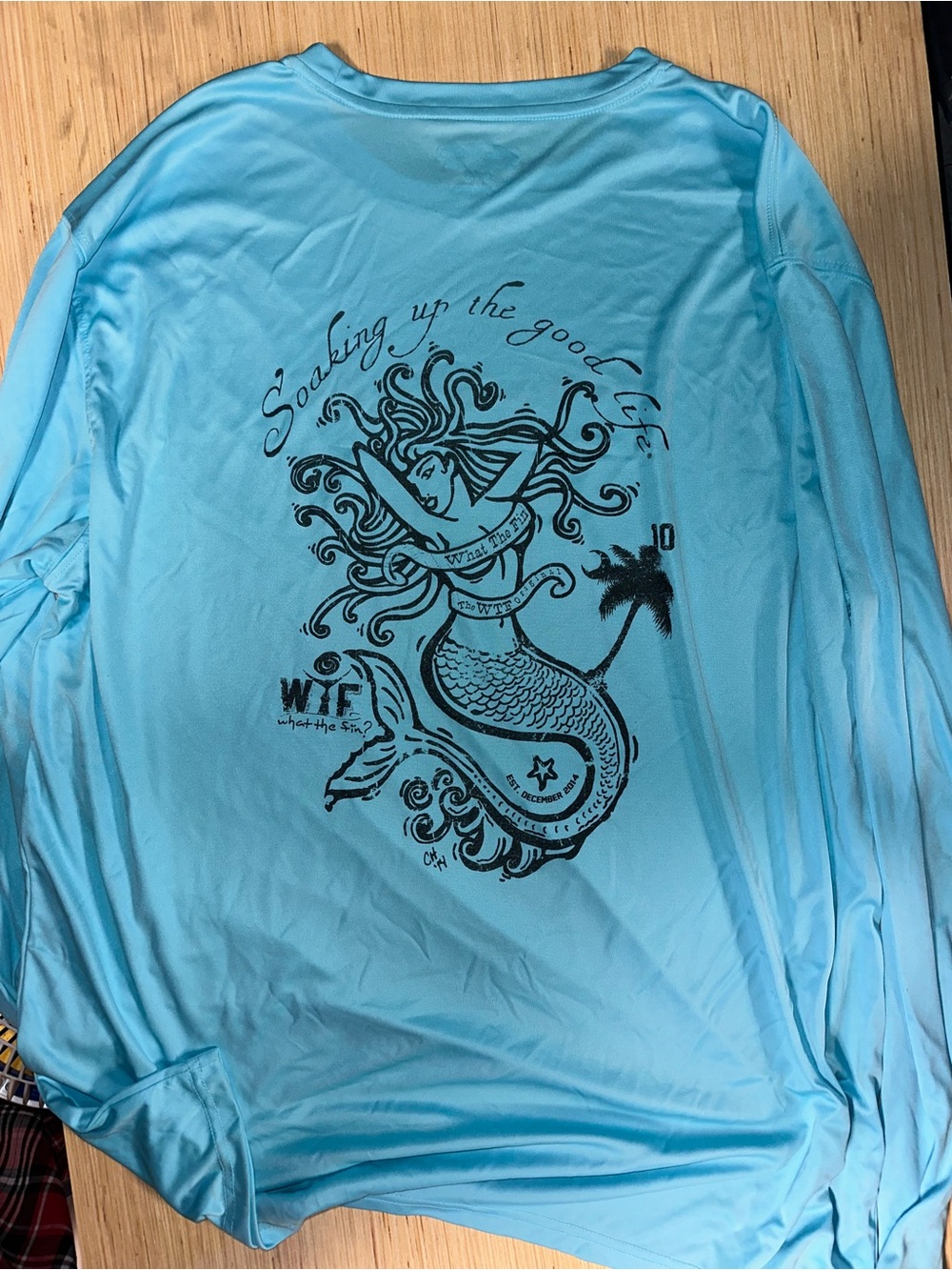 Light Blue Long-Sleeve Script Logo Performance Tee - Picture 4 of 5